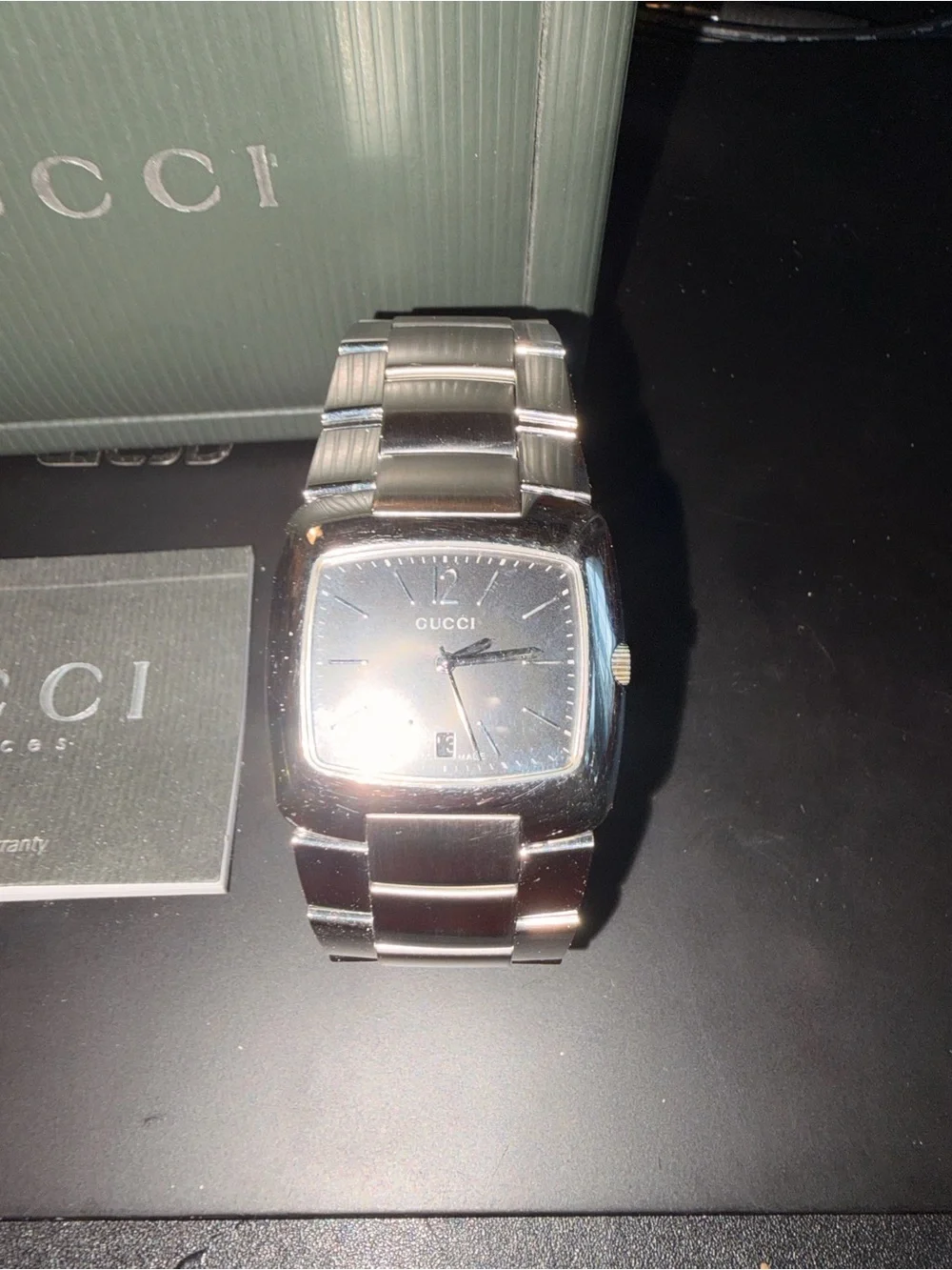 Gucci Stainless Steel Watch with Red Accents
